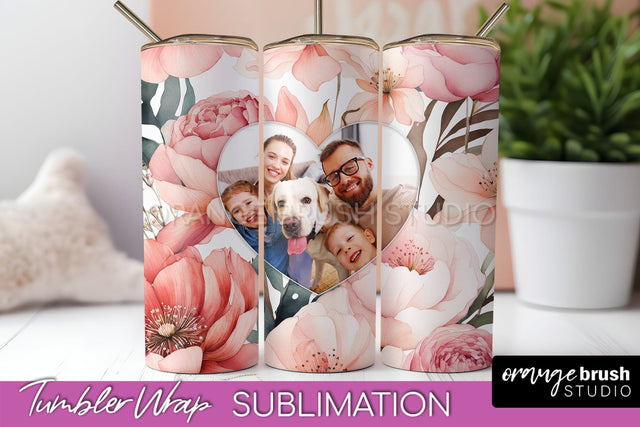 Photo Tumbler Wrap, Floral Picture Frame Tumbler Sublimation Sublimation OrangeBrushStudio 