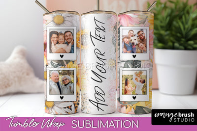 Photo Tumbler Wrap, Floral Picture Frame Tumbler Sublimation Sublimation OrangeBrushStudio 