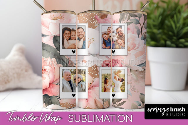 Photo Tumbler Wrap, Floral Picture Frame Tumbler Sublimation Sublimation OrangeBrushStudio 