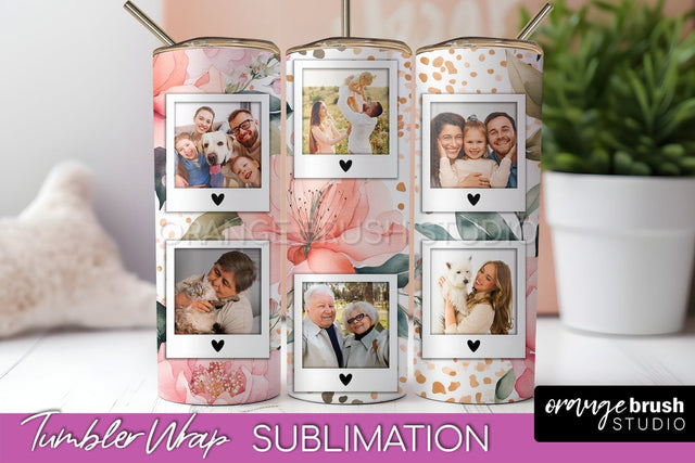 Photo Tumbler Wrap, Floral Picture Frame Tumbler Sublimation Sublimation OrangeBrushStudio 