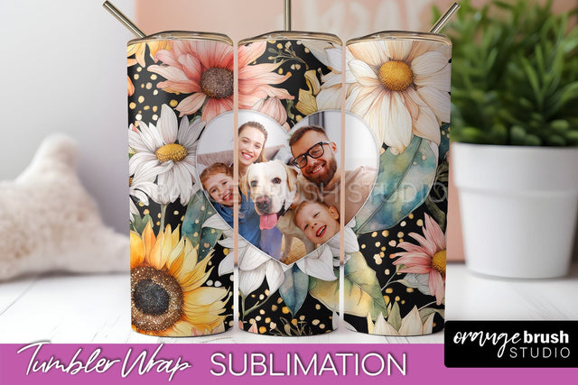 Photo Tumbler Wrap, Floral Picture Frame Tumbler Sublimation Sublimation OrangeBrushStudio 