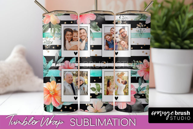 Photo Tumbler Wrap, Floral Picture Frame Tumbler Sublimation Sublimation OrangeBrushStudio 