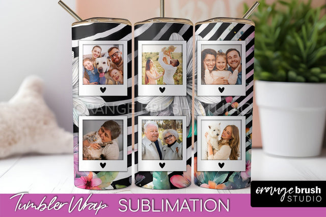 Photo Tumbler Wrap, Floral Picture Frame Tumbler Sublimation Sublimation OrangeBrushStudio 