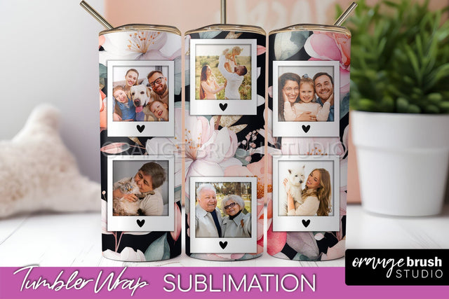 Photo Tumbler Wrap, Floral Picture Frame Tumbler Sublimation Sublimation OrangeBrushStudio 