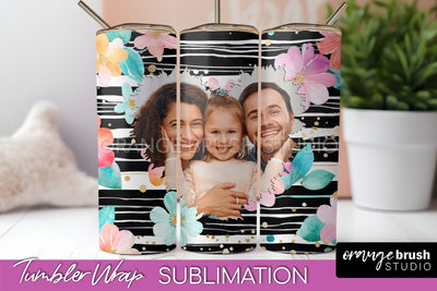 Photo Tumbler Wrap, Floral Picture Frame Tumbler Sublimation Sublimation OrangeBrushStudio 
