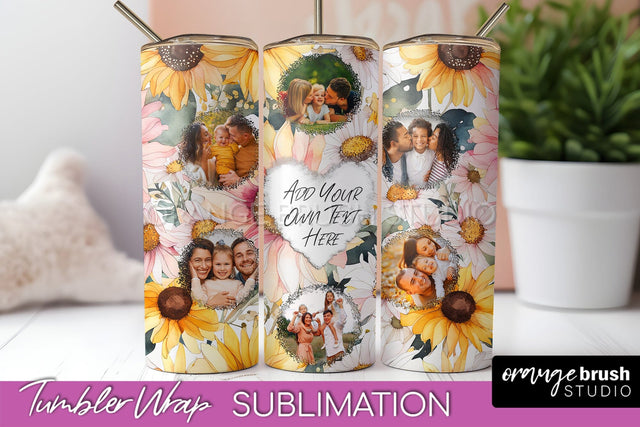 Photo Tumbler Wrap, Floral Picture Frame Tumbler Sublimation Sublimation OrangeBrushStudio 