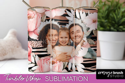 Photo Tumbler Wrap, Floral Picture Frame Tumbler Sublimation Sublimation OrangeBrushStudio 