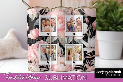 Photo Tumbler Wrap, Floral Picture Frame Tumbler Sublimation Sublimation OrangeBrushStudio 