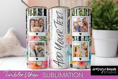 Photo Tumbler Wrap, Floral Picture Frame Tumbler Sublimation Sublimation OrangeBrushStudio 