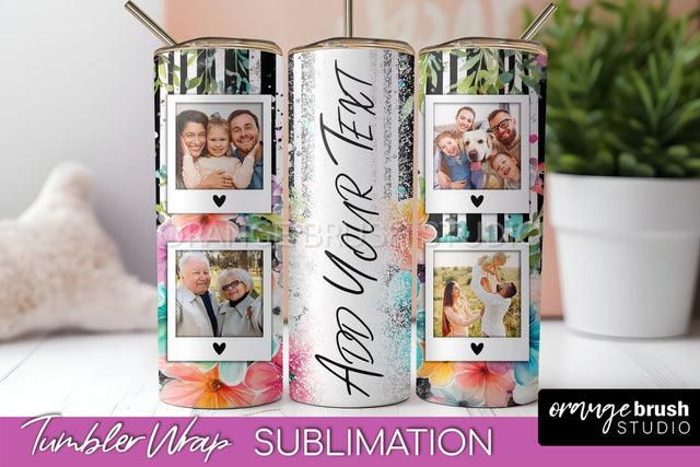 Photo Tumbler Wrap, Floral Picture Frame Tumbler Sublimation Sublimation OrangeBrushStudio 