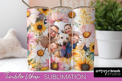 Photo Tumbler Wrap, Floral Picture Frame Tumbler Sublimation Sublimation OrangeBrushStudio 
