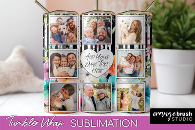 Photo Tumbler Wrap, Floral Picture Frame Tumbler Sublimation Sublimation OrangeBrushStudio 
