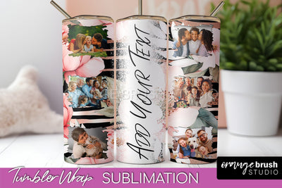 Photo Tumbler Wrap, Floral Picture Frame Tumbler Sublimation Sublimation OrangeBrushStudio 