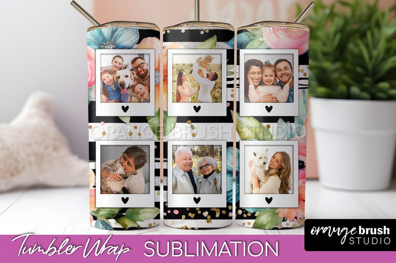 Photo Tumbler Wrap, Floral Picture Frame Tumbler Sublimation Sublimation OrangeBrushStudio 