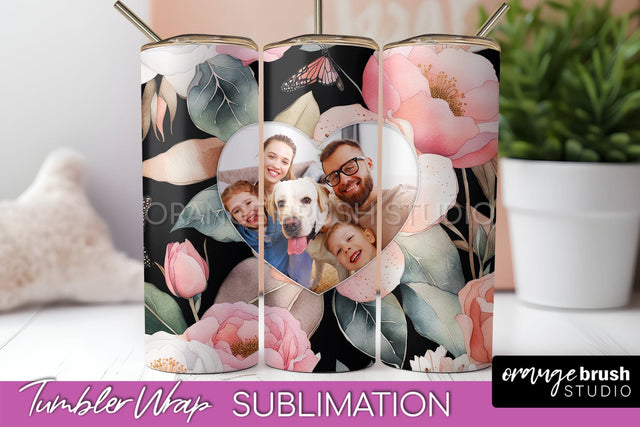 Photo Tumbler Wrap, Floral Picture Frame Tumbler Sublimation Sublimation OrangeBrushStudio 