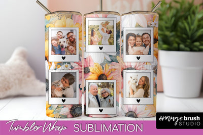 Photo Tumbler Wrap, Floral Picture Frame Tumbler Sublimation Sublimation OrangeBrushStudio 