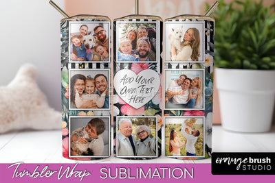 Photo Tumbler Wrap, Floral Picture Frame Tumbler Sublimation Sublimation OrangeBrushStudio 