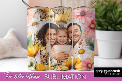 Photo Tumbler Wrap, Floral Picture Frame Tumbler Sublimation Sublimation OrangeBrushStudio 