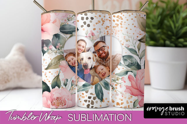 Photo Tumbler Wrap, Floral Picture Frame Tumbler Sublimation Sublimation OrangeBrushStudio 