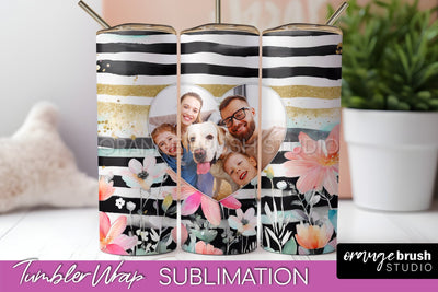 Photo Tumbler Wrap, Floral Picture Frame Tumbler Sublimation Sublimation OrangeBrushStudio 