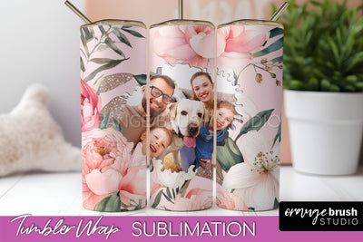Photo Tumbler Wrap, Floral Picture Frame Tumbler Sublimation Sublimation OrangeBrushStudio 