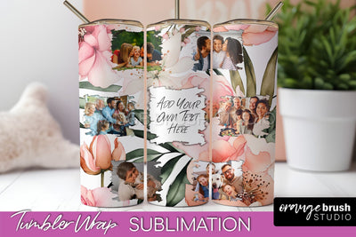 Photo Tumbler Wrap, Floral Picture Frame Tumbler Sublimation Sublimation OrangeBrushStudio 