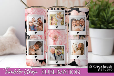 Photo Tumbler Wrap, Floral Picture Frame Tumbler Sublimation Sublimation OrangeBrushStudio 