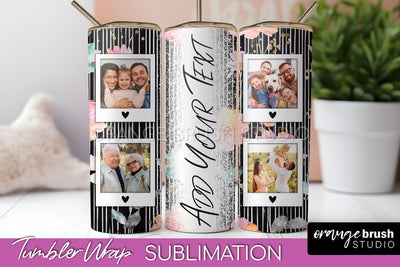 Photo Tumbler Wrap, Floral Picture Frame Tumbler Sublimation Sublimation OrangeBrushStudio 
