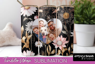 Photo Tumbler Wrap, Floral Picture Frame Tumbler Sublimation Sublimation OrangeBrushStudio 