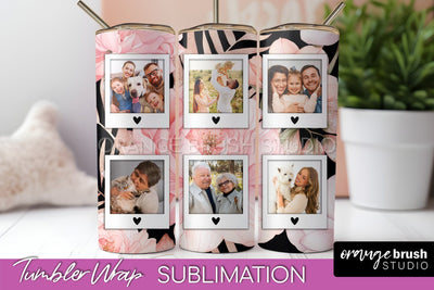 Photo Tumbler Wrap, Floral Picture Frame Tumbler Sublimation Sublimation OrangeBrushStudio 