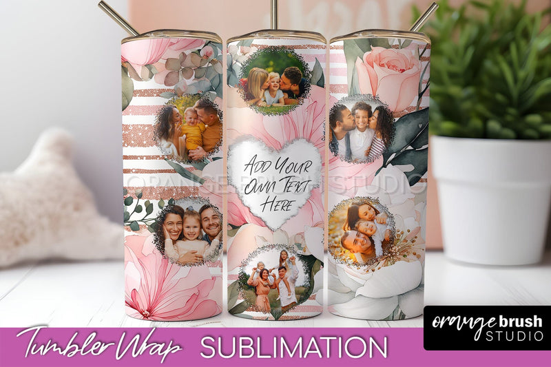 Photo Tumbler Wrap, Floral Picture Frame Tumbler Sublimation Sublimation OrangeBrushStudio 