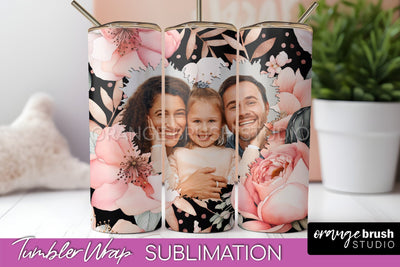 Photo Tumbler Wrap, Floral Picture Frame Tumbler Sublimation Sublimation OrangeBrushStudio 