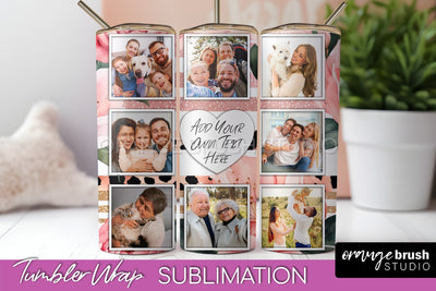 Photo Tumbler Wrap, Floral Picture Frame Tumbler Sublimation Sublimation OrangeBrushStudio 