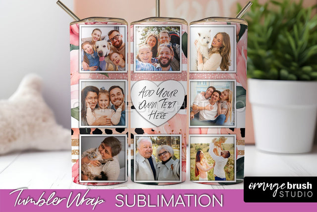 Photo Tumbler Wrap, Floral Picture Frame Tumbler Sublimation Sublimation OrangeBrushStudio 