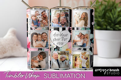 Photo Tumbler Wrap, Floral Picture Frame Tumbler Sublimation Sublimation OrangeBrushStudio 