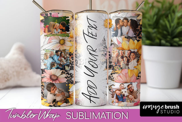 Photo Tumbler Wrap, Floral Picture Frame Tumbler Sublimation Sublimation OrangeBrushStudio 