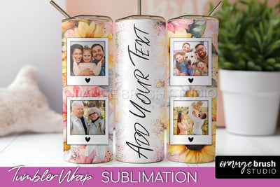 Photo Tumbler Wrap, Floral Picture Frame Tumbler Sublimation Sublimation OrangeBrushStudio 