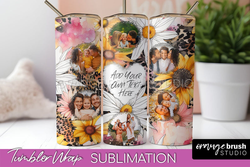 Photo Tumbler Wrap, Floral Picture Frame Tumbler Sublimation Sublimation OrangeBrushStudio 