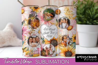 Photo Tumbler Wrap, Floral Picture Frame Tumbler Sublimation Sublimation OrangeBrushStudio 