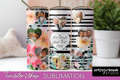 Photo Tumbler Wrap, Floral Picture Frame Tumbler Sublimation Sublimation OrangeBrushStudio 