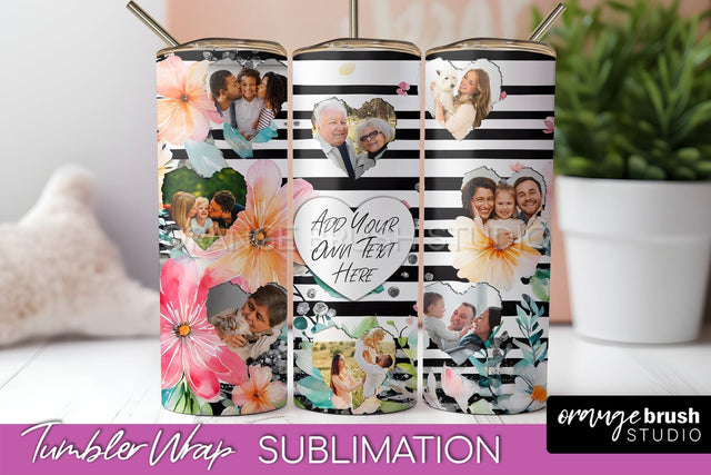 Photo Tumbler Wrap, Floral Picture Frame Tumbler Sublimation Sublimation OrangeBrushStudio 