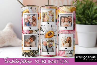 Photo Tumbler Wrap, Floral Picture Frame Tumbler Sublimation Sublimation OrangeBrushStudio 