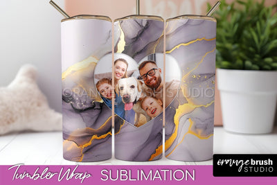 Photo Tumbler Wrap, Marble Family Frame Tumbler Sublimation Sublimation OrangeBrushStudio 