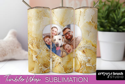 Photo Tumbler Wrap, Marble Family Frame Tumbler Sublimation Sublimation OrangeBrushStudio 