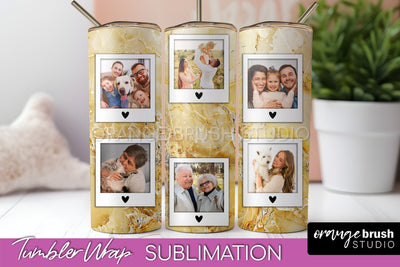 Photo Tumbler Wrap, Marble Family Frame Tumbler Sublimation Sublimation OrangeBrushStudio 