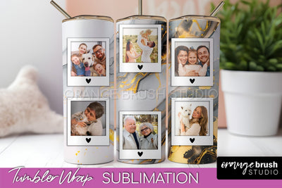 Photo Tumbler Wrap, Marble Family Frame Tumbler Sublimation Sublimation OrangeBrushStudio 