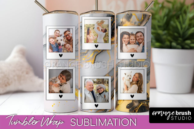 Photo Tumbler Wrap, Marble Family Frame Tumbler Sublimation Sublimation OrangeBrushStudio 