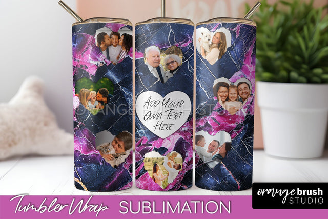 Photo Tumbler Wrap, Marble Family Frame Tumbler Sublimation Sublimation OrangeBrushStudio 