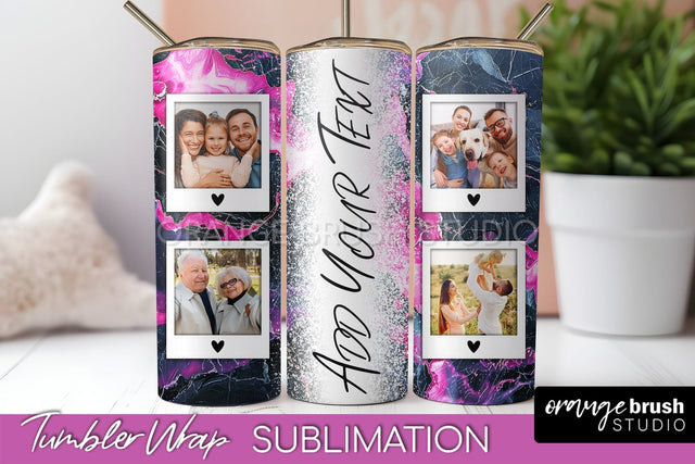 Photo Tumbler Wrap, Marble Family Frame Tumbler Sublimation Sublimation OrangeBrushStudio 