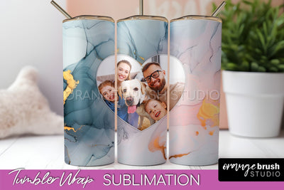 Photo Tumbler Wrap, Marble Family Frame Tumbler Sublimation Sublimation OrangeBrushStudio 